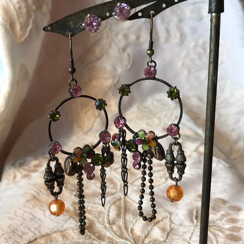 Lot: 2 Pair of Earrings: Pretty in Pink: Studs & Danglers